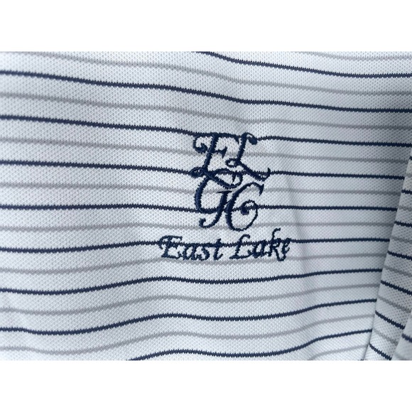 Peter Millar Mens L Summer Comfort Polo Shirt East Lake Golf Club Striped White - Picture 3 of 5